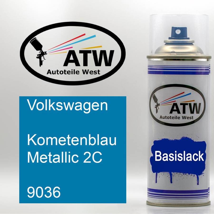 Volkswagen, Kometenblau Metallic 2C, 9036: 400ml Sprühdose, von ATW Autoteile West.